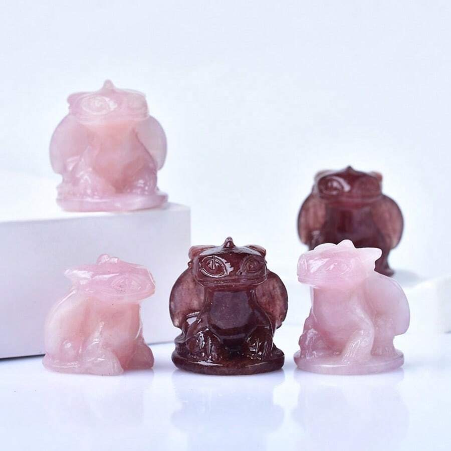 Natural Crystal Toothless Figurine, Hand Carved Cute Night Fury Dragon Gemstone Statue, Mini Healing Stone Desktop Ornament, Crystal Collectible Gift - Toothless - View 1