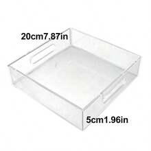 1 Piece Clear Acrylic Serving Tray With Handles, Transparent Decorative Storage Tray, Organizer For Coffee Table Bedroom Bathroom Vanity, Home Decor Display Tray - Multicolor - View 8