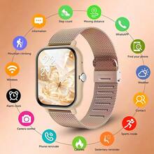 Smartwatch, Wireless Calling/Dialing, Multi-Sport Modes, Call Reminder And Rejection, Message Reminder Viewing, Suitable For Men And Women, Compatible With IOS/Android - Gold - View 13