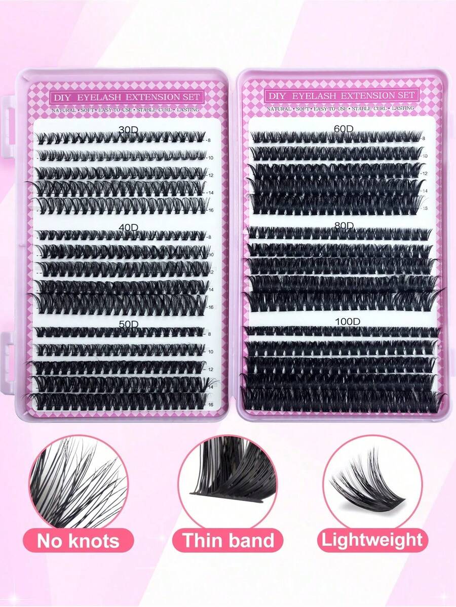 600pcs DIY Eyelash Extension Kit, Professional And Suitable For Beginners, Create Salon-Style Look With DIY Faux Mink Eyelashes, Ultimate Eyelash Set Gift Box - Includes All Necessary Items: Multiple Styles Of False Eyelashes, Glue, Remover, Tweezers, Perfect For Home DIY Beauty - Multicolor - View 1