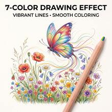 20/30/40 buah Pensil Warna Konsentris 7 Warna Kayu Alami, Desain Kreatif 7-in-1, Halus dan Mudah Digunakan, Cocok untuk Melukis, Mewarnai, Membuat Sketsa, Ilustrasi, Gradien, dan Penggunaan Seni Profesional - A - View 5