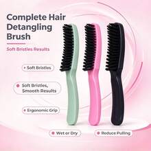 Soft Nylon Bristle Detangling Hair Brush, Ergonomic Smooth Handle, Skin-Friendly Anti-Frizz Styling Comb, Portable Unisex Hair Tool, Suitable For Home, Daily Use, Travel, All Hair Types, Detangling Anti-Frizz Smooth Hair Styling Tool - Multicolor - View 1