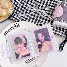 1PC Coquette Style Heart Cutout Photocard Album,Pink Polka Dot Lace & Musical Note Bow PVC 3 Inch Kpop Photocard Holder Book,Mini Idol Photo Card Storage Display Binder For Idol Photocard Collection & Display.Christmas Decrations,Halloween Deorations - A - View 4