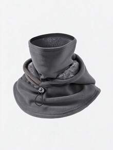 1pc Unisex Multi-Function Solid Color Drawstring Balaclava Hat, Warm Hooded Cap For Autumn/Winter, Suitable For Daily Wear, Outdoor And Cycling - Multicolor - View 5