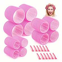 Self Grip Hair Rollers Set, No Heat Hair Curlers With Clips For DIY Hairstyle - Multicolor - View 10