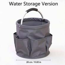 Collapsible Outdoor Water Bucket With Multiple Side Pockets, Portable Hand-Carried Water Container, Metal Handle, Foldable Bucket For Fishing, Camping, Gardening, Yard Work And Outdoor Activities - Portable Version - View 14