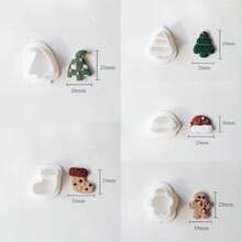 Cetakan Tanah Liat Polimer Bertema Natal, 10 Buah Cetakan Bentuk Liburan, Topi Santa, Manusia Kue Jahe, Pohon, Sepatu Bot untuk Pembuatan Perhiasan Anting-Anting Buatan Tangan DIY - Putih - View 8