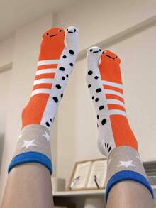 1/2/4 Pairs Funny Toe Separator Socks, Cute Novelty Socks For Couples & Best Friends - Multicolor - View 5