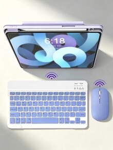 AKKHOO Wireless Bluetooth Keyboard And Mouse Compatible With Computer, Phone, Tablet, Rechargeable Silent, Mini Keyboard And Mouse Set - Purple - View 13