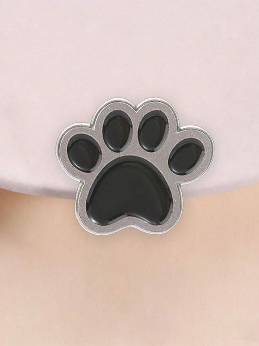 Cute Black Paw Print Enamel Pin, Minimalist Animal Paw Lapel Pin For Backpack Jacket Decoration