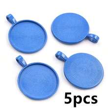 5 buah Alas Liontin Kosong Cocok untuk Cabochon Bulat 25mm, Baki Bezel Liontin, Aksesoris Pembuatan Perhiasan DIY - 25mm - View 13