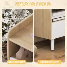 AIYAPLAY Kids Bedside Table With Drawer And Open Storage Shelf, White - White - View 7