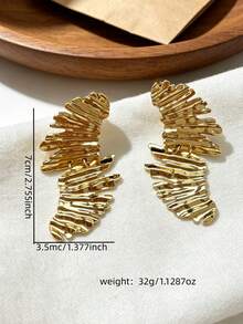 1 Pair Geometric Asymmetrical Dangle Earrings For Women - Yellow Gold - View 2