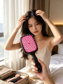1-Pack Microfiber Bristle Comb, Bristle Absorbent Quick-Drying Hairbrush, Absorbent Care Styling Tool, Suitable For Wet Hair Salon - Multicolor - View 4