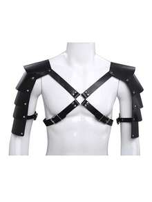 1pc Adjustable Synthetic Leather Body Corset Straps, Shoulder Armor Buckles, Tight Fitting Clothes - Black - View 7