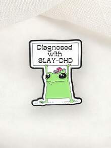 Funny Frog Enamel Pin With Slogan Sign, Cute Cowboy Hat Frog Brooch For Backpack Clothes Decoration - Green - View 5