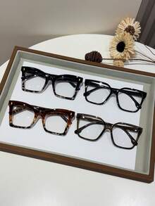 4 Pairs Women's Fashion Frame Glasses, Exquisite Versatile Combination, Perfect For Vacation, Party, Daily Wear, Suitable For All Face Shapes - Transparent - View 4