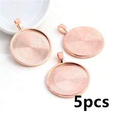 5 buah Alas Liontin Kosong Cocok untuk Cabochon Bulat 25mm, Baki Bezel Liontin, Aksesoris Pembuatan Perhiasan DIY - 25mm - View 22