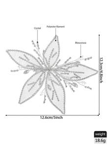 1pc Handmade Embroidered Floral Rhinestone Decorated Luxurious Hair Clip, Suitable For Bride Wedding, Daily Wear, Party And Festival Elegant Hair Accessory - Silver - View 6