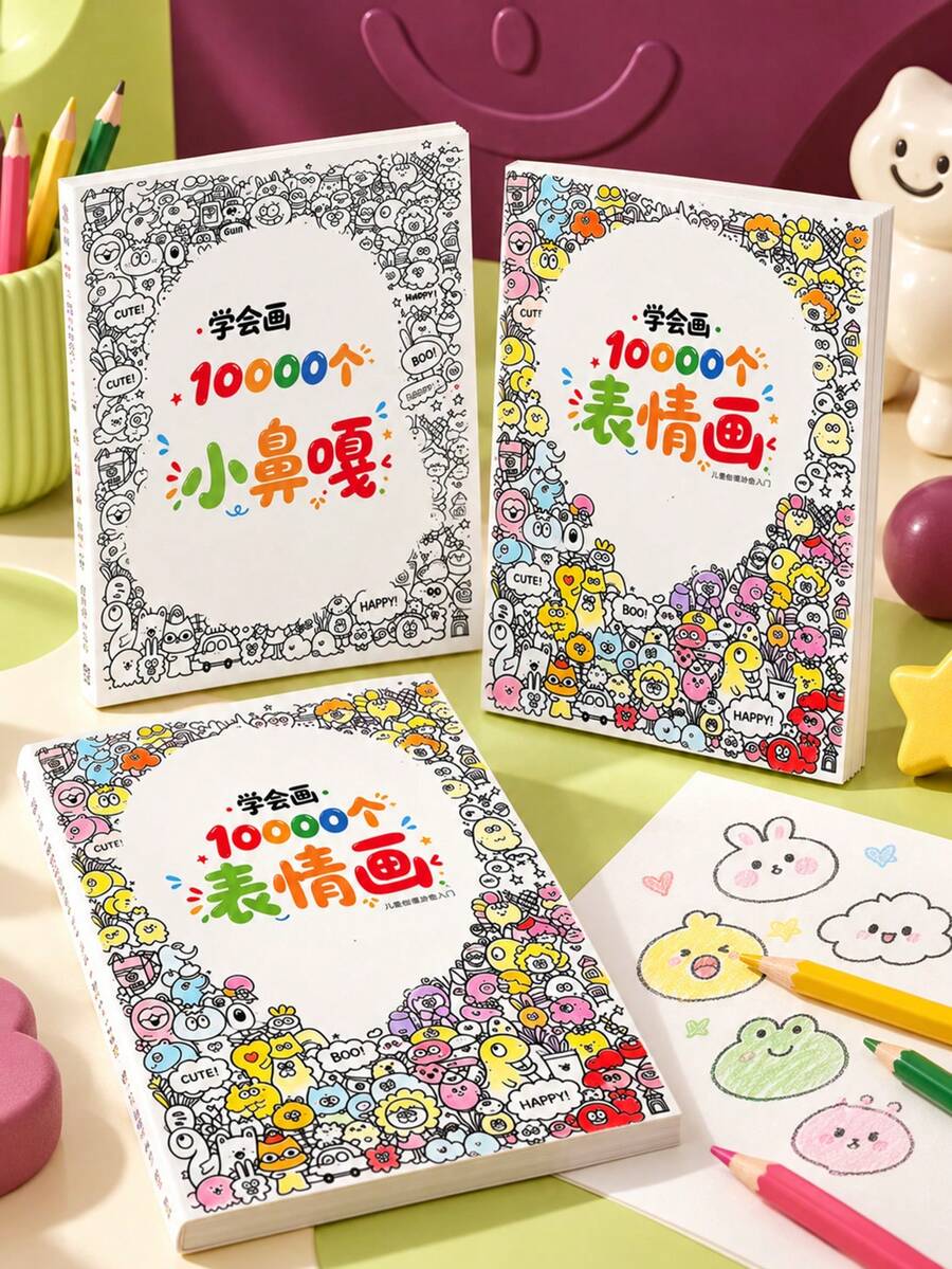 1 buah Buku Sketsa Lukisan Kreatif, Koleksi Gambar Garis Ekspresi Lucu, Buku Tracing Doodle Seru, Bahan Seni Garis Karakter Kartun yang Beragam, Tracing Gambar, Kreasi Mewarnai Kreatif, Mengembangkan Imajinasi Artistik, Gaya Sederhana dan Cerah, Kertas Tebal Anti Tembus Tinta, Cocok untuk Kreasi Gambar Tangan di Rumah, Latihan Seni, Penggemar Lukisan Pemula, Pemula Menggambar Tangan, Buku Referensi Lukisan Kreatif Kartun - MultiWarna - View 1