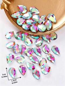 100 Pieces Of 10*14 Teardrop Glass, Colored Glass, Irregular Glass Crystal Rhinestones, DIY Phone Case Accessories, Clothing, Shoe, And Bag Decoration Accessories - One Size Fits All - View 1
