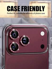 Mr. War Gorilla 9pcs[Wine Red Glitter Lens Ring]Glitter Appearance Personalized Choice, Each Independently Installed, Precise Lens Coverage, No Obstruction, No Bubbles, Easier Installation, Glass Material Scratch-Resistant, Lens Protection, Smooth Surface Waterproof, Anti-Fingerprint. Compatible With IPhone 18promax/18pro And Other Models. - Burgundy - View 7