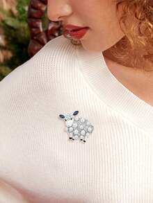 Classic Rhinestone Sheep Brooch, Creative Animal Badge, Jewelry Accessory Decoration - Multicolor - View 2