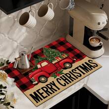 (Hot !!) 1pc 2D Printed Christmas Truck Design, Flat Stove Protector Mat, Rubber Non-Slip Heat-Resistant Stove Cover Pad, Suitable For Induction Cooktop, Glass Stove, Multi-Function Scratch-Resistant Mat, Best Choice For Oven, Washing Machine, Dryer, Kitchen Decor - Multicolor - View 2