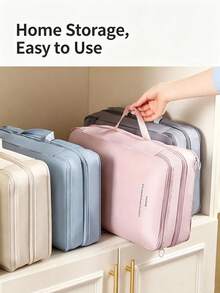 Compressible Travel Clothes Storage Bag With Compartments, Large Capacity Lightweight Dust-Proof Organizer Bag For Home Storage, Suitable For Quilts And Down Jackets, Multi-Functional Oxford Bag For Travel, Vacation And Daily Use - Multicolor - View 4