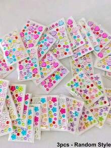 1pc 3D Rainbow Rhinestone Face Sticker, 1pc Acrylic Shiny Heart Sticker, Self-Adhesive Rhinestone Design, Suitable For Makeup And Clothing, Colorful Rhinestone Face Stickers, Perfect For Valentine's Day, Holidays, Parties And Events - Multicolor - View 13