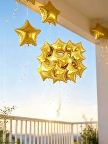 20/10/5pcs Gold Star Foil Balloons, 18 Inch Large Gold Helium Foil Balloons, Suitable For Graduation, Birthday, Anniversary, Wedding Party Decoration - Gold Star - View 3