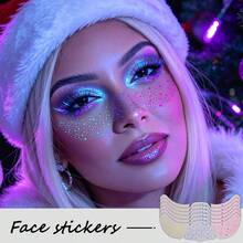 6 PCS Christmas Luminous UV Glow In The Dark Freckle Face Stickers, Self-Adhesive Neon Dot Temporary Face Tattoos, Waterproof Fluorescent Freckle Makeup Decals For Christmas Party, Music Festival, Rave, Holiday Costume - Multicolor - View 10