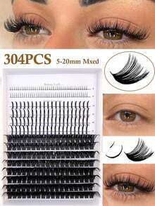 MENGJIESHANGPIN 304pcs Lower Lashes + Pointed False Eyelashes Segmented Curly European American Cat-Eye Cartoon Messy Long-Lasting 5-20mm FY001 - View 9