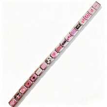 1pc Pink Theme Italian Charm, Stainless Steel Module Link Charm, Y2K Girly Print DIY Bracelet Jewelry Finding - All-pink - View 4