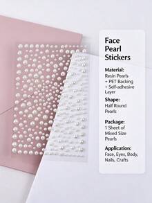 325pcs 3D Y2K Self-Adhesive DIY Pearl Rhinestone Face Decoration Stickers, 325pcs White Glitter Pearl Acrylic Rhinestone Stickers, 1 Sheet 3D Stickers, Suitable For Makeup, Hairstyle, Face, Nail Art, Decoration - Multicolor - View 12
