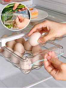 1pc, Refrigerator Storage Box, Drawer-Style Hanging Design, Fresh-Keeping Box, Can Hold Eggs And Fruits/Vegetables, Dual-Use For Freezer And Refrigerator, Kitchen Organization Tool, Suitable For Home Kitchen, Refrigerator Storage And Holiday Ingredient Organization. - Multicolor - View 2