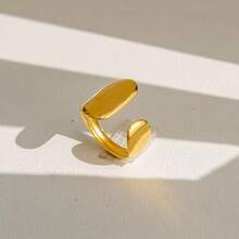 1pc Asymmetrical Geometric Stainless Steel Open Ring, Fashionable Personalized Ring - Gold - View 5