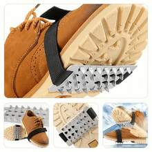 1 Pair Simple Outdoor 26-Tooth Ice Crampons, Anti-Slip Snow Shoe Covers With Hook And Loop, Stainless Steel Ice Surface Traction - Multicolor - View 3