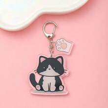 1/9pcs Cartoon Pet Cat Lover Acrylic Car Keychain Cute Backpack Pendant Fun Bag Charm Decoration Holiday Gift - White - View 4