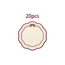 10/20/50pcs Cream Wavy Edge Christmas Paper Plates, Red & Green Bow Border 7 Inch Dinner Plates, Holiday Christmas Party Tableware, Suitable For Christmas Gift Exchange Party, Winter Holiday Party, New Year Celebration - White Background With Red and Green - View 10