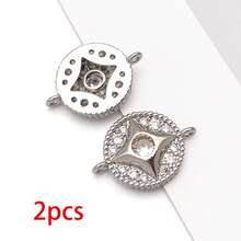 2pcs Metal Round Cubic Zirconia Connector Links 18K Gold Plated Two Loops Rhinestone Charm For DIY Bracelet Necklace Handmade Jewelry Accessories - Multicolor - View 13