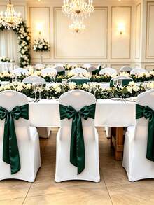 14 Colors Satin Chair Sashes 15x260cm Elegant Bow Chair Ribbons, Suitable For Wedding Banquet Party Event Reception Hotel Chair Cover Decoration - Dark Green - View 10