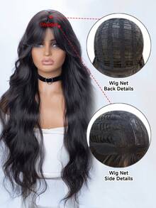 alicegarden 32-Inch Long Synthetic Wig Featuring A Natural Wavy Style In A A Stunning Black-Brown. Middle Part Design , This False Hairpiece Is Perfect For Ms Daily Party Cosplay Use, Offering A Natural And Natural Durable Wig Gift For Ladies. - Black Brown - View 9