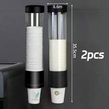 2/1 buah Dispenser Gelas Sekali Pakai Otomatis, Tidak Perlu Pengeboran, Dipasang di Dinding, Meja, Rak Gelas Kertas Anti Debu, Dispenser Air, Dispenser Air Rumah Tangga, Rak Penyimpanan Gelas Air Anti Debu Kapasitas Besar. - A - View 19