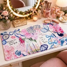 1 buah Alas Meja Coquette Collage, Alas Meja Motif Patchwork Retro Bunga Pita Merah Muda Lucu, Pelindung Meja Besar Anti Selip untuk Dekorasi Kantor Rumah - View 21