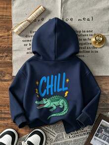 1pc Boys Printed Sweatshirt, Student Teenager Sweatshirt, Autumn/Winter Young Boy Clothing - Navy Blue - View 7