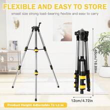Laser Level Tripod With Universal 5/8in Interface, 3-Level Height Adjustable, Sturdy Deformation Resistant Stand With Storage Bag For Construction Measuring - A - View 5