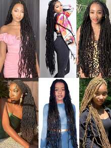 6 Packs Soft Braid Crochet Hair - Pre-Looped Faux Braids And Goddess Braids Synthetic Hair Extensions (Natural Black) - Includes Installation Tools - Black - View 11