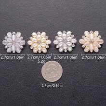 4PCS Pearl Rhinestone Flower Buttons, High-End Coat Trench Coat Decorative Buttons, Wedding Dress Evening Gown Hand-Sewn Metal Buttons, DIY Accessories - Multicolor - View 4