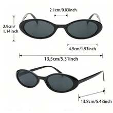1pc Unisex Vintage Style Oval Fashion Glasses, Suitable As A Gift For Friends And For Daily Life Decoration, Fashionable And Versatile - Multicolor - View 4
